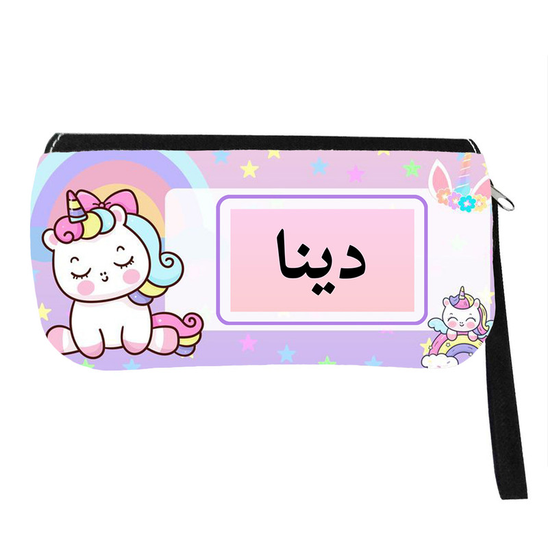جامدادی مدل اسم شخصی طرح تک شاخ یونیکورن اسم دینا کد 0946