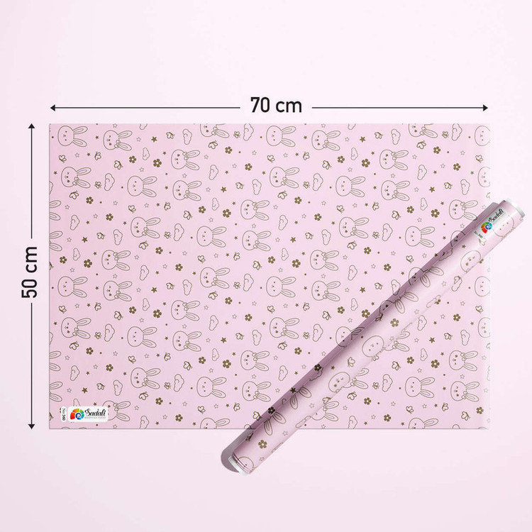 کاغذ کادو صدفی طرح خرگوش سایز 50*70 سانتی متر بسته 2 عددی