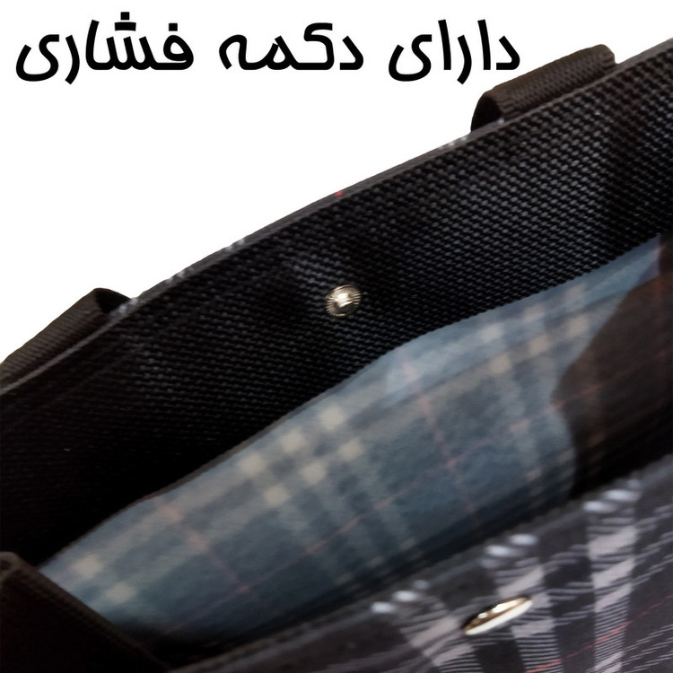 ساک دستی مدل دکمهای طرح چهارخانه