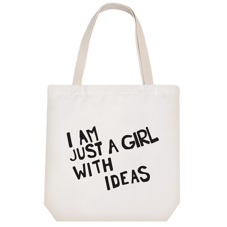 ساک خرید پارچه ای خندالو طرح I Am Just A Girl With Ideas مدل توت بگ کد 6997