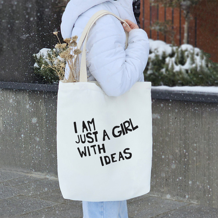 ساک خرید پارچه ای خندالو طرح I Am Just A Girl With Ideas مدل توت بگ کد 6997