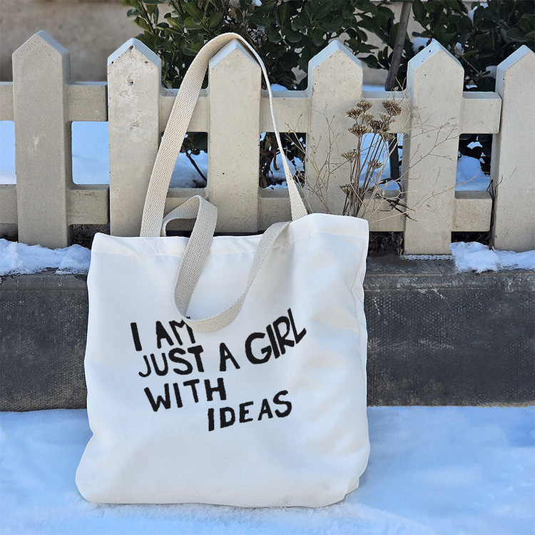 ساک خرید پارچه ای خندالو طرح I Am Just A Girl With Ideas مدل توت بگ کد 6997