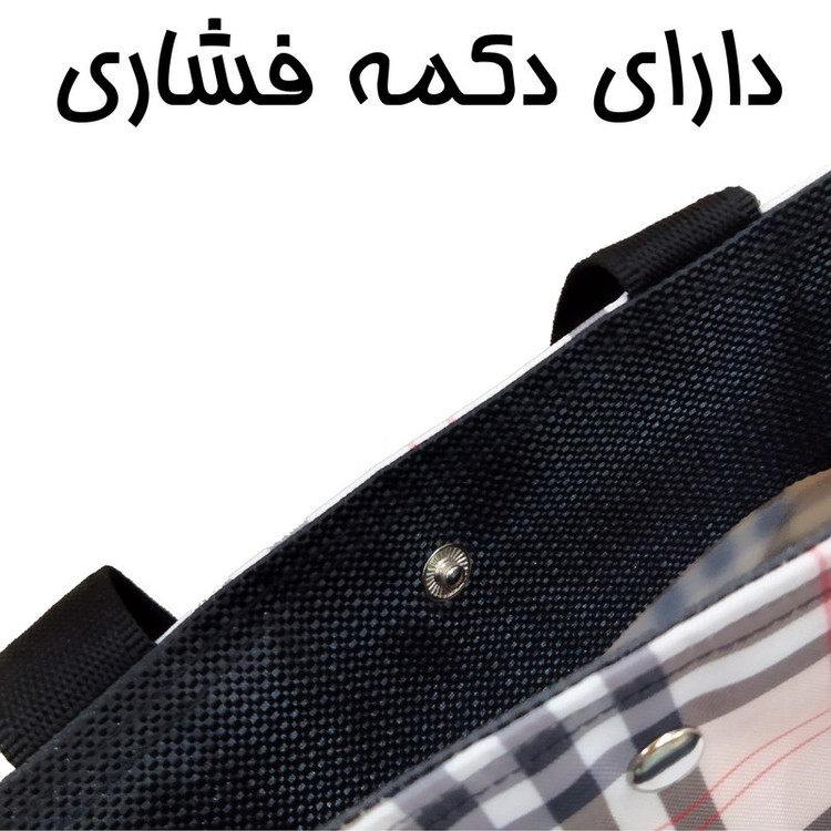 ساک دستی مدل دکمهای طرح چهارخانه