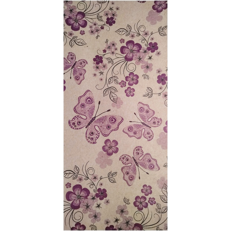 کاغذ کادو مدل کرافت طرح گل و پروانه سایز 70 *50 سانتی متر بسته 3 عددی