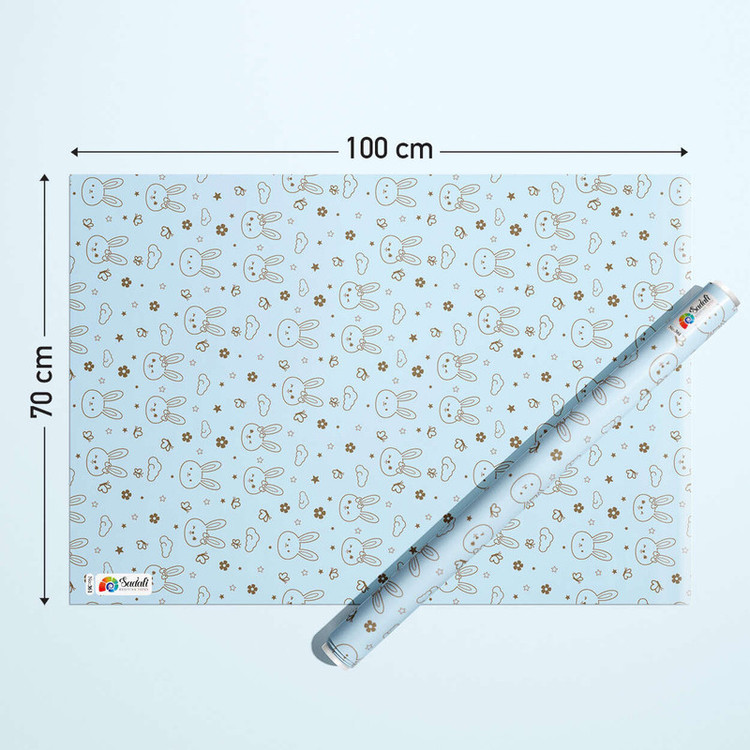 کاغذ کادو صدفی طرح خرگوش سایز 100*70 سانتی متر بسته 2 عددی