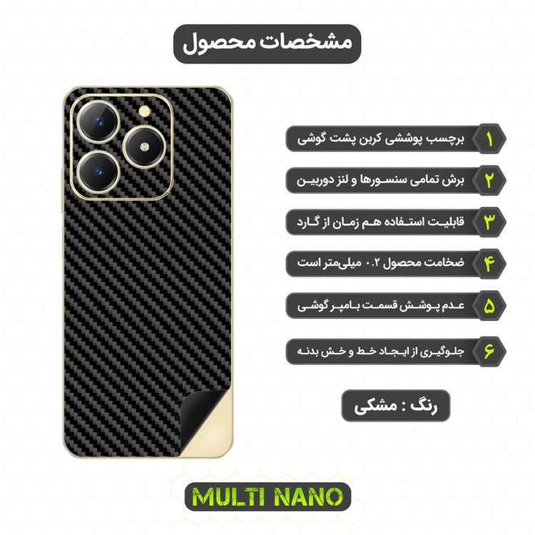 برچسب پوششی طرح کربن مولتی نانو مدل X-F1C مناسب برای گوشی موبایل ریلمی C61