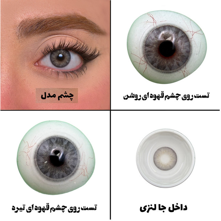 لنز چشم رز مدل ALIS رنگ طوسی با ته مایه عسلی با دور ظریف