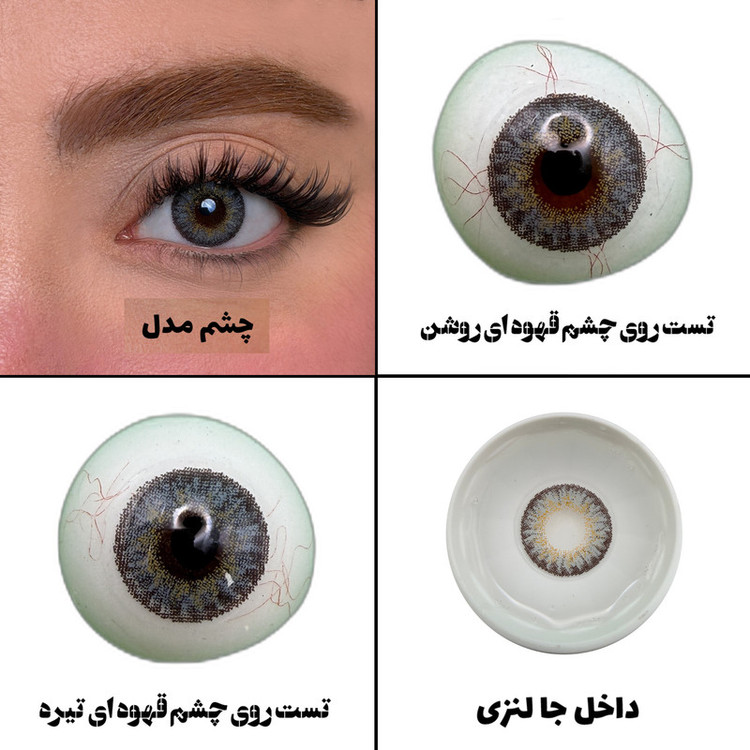 لنز چشم بیوتی کاسمتیک کانتکت لنز تیدا مدل 13 کد EPC310 رنگ طوسی آبی مرکز عسلی دوردار