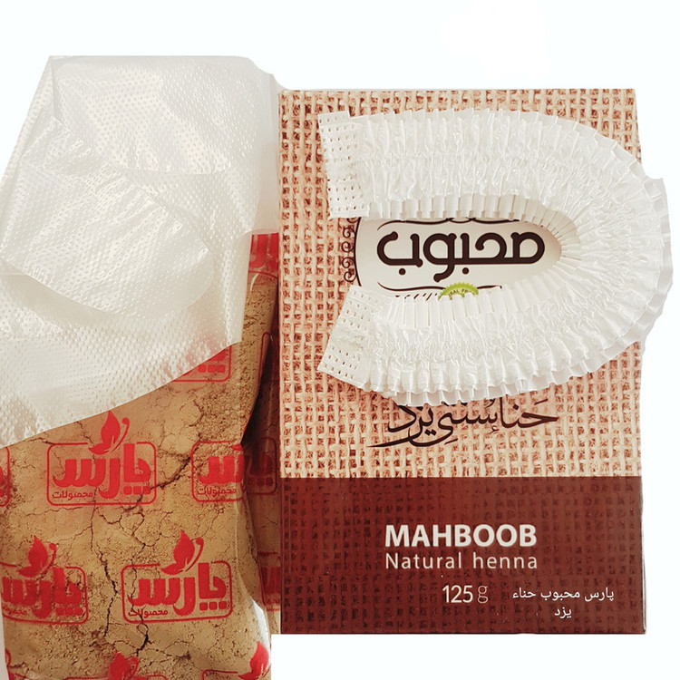 حنا سنتی پارس محبوب حناء یزد شماره 6 وزن ۱۲۵ گرم رنگ دارچینی