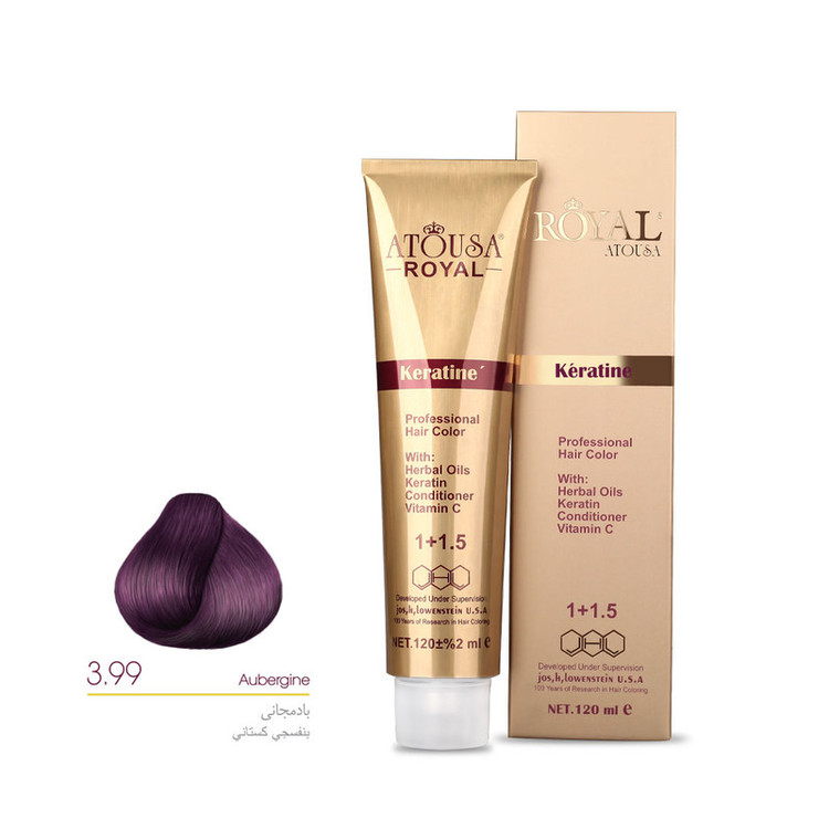 رنگ مو آتوسا رویال شماره 3.99 حجم 120 میلی لیتر رنگ بادمجانی