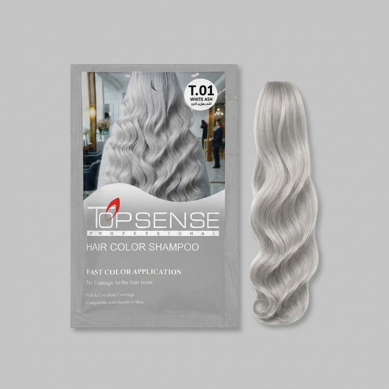 شامپو رنگ مو تاپ سنس مدل Fast شماره T0.1 رنگ خاکستری سفید حجم 30 میلی‌لیتر