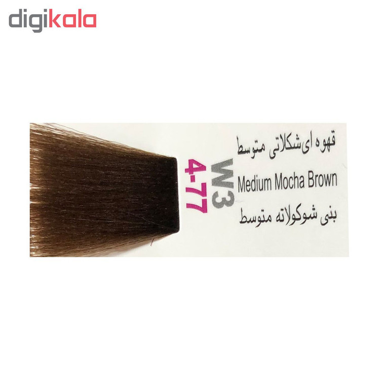 رنگ مو پادینا شماره W3-4-77 حجم 100 میلی لیتر رنگ قهوه ای شکلاتی متوسط