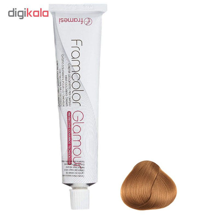 رنگ مو فرامسی مدل glamour شماره 8.34 حجم 100 میلی لیتر رنگ بلوند مسی طلایی روشن