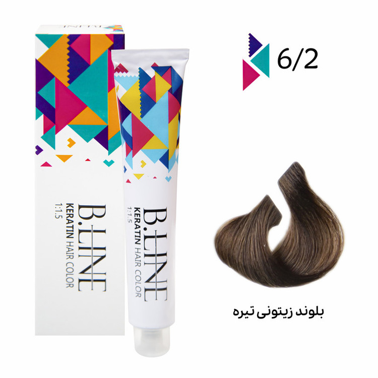 رنگ مو بی لاین شماره 6.2 حجم 100 میلی لیتر رنگ بلوند زیتونی تیره