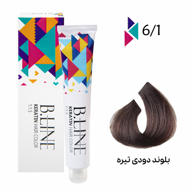 رنگ مو بی لاین شماره 6.1 حجم 100 میلی لیتر رنگ بلوند دودی تیره
