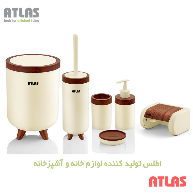 ست سرویس بهداشتی 6 تکه اطلس مدل سلین طرح چوب