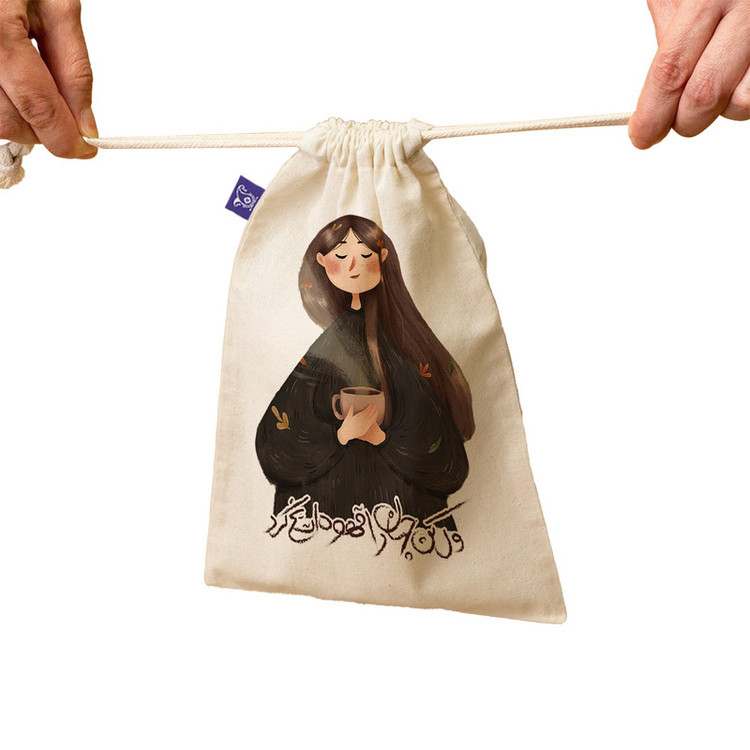 کیسه نان و سبزی ترمه طراحان ایده مدل دختر قهوه نوش کد trm190 - S