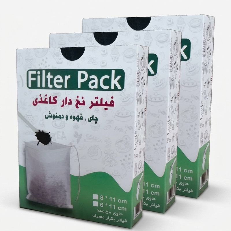 فیلتر چای فیلترپک مدل کاغذی نخ دار کد 813 سه بسته پنجاه عددی
