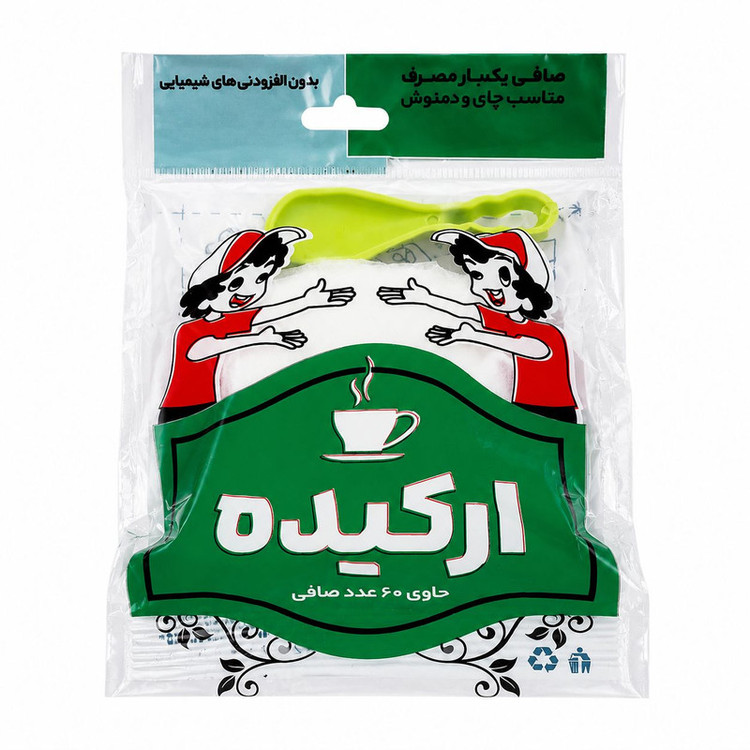 فیلتر چای ارکیده مدل کیسه ای 20 بسته 60 عددی به همراه قاشق چای