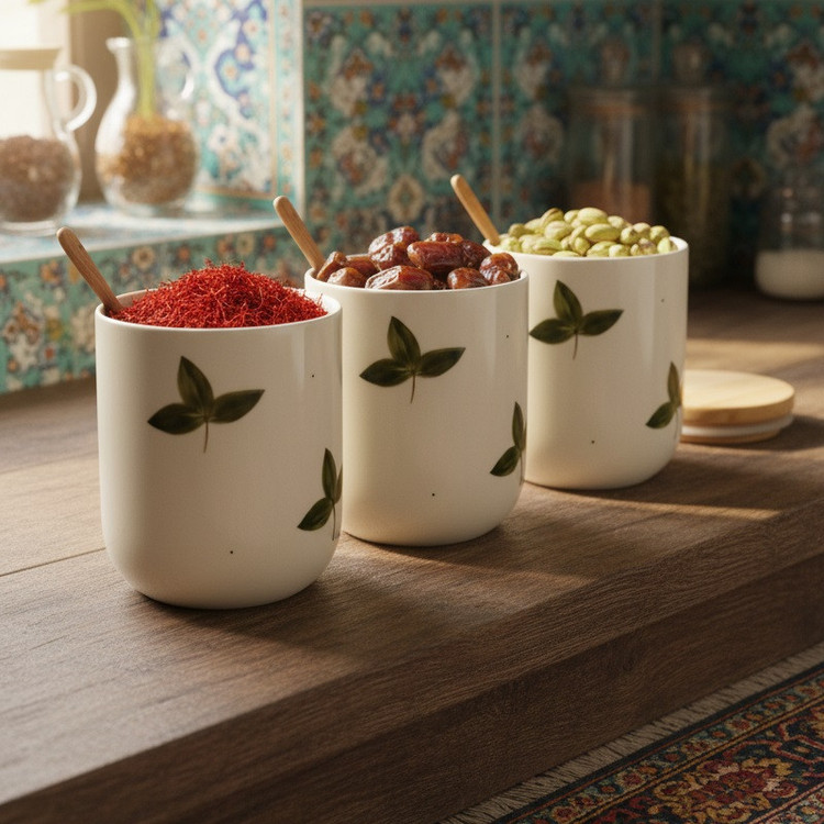 بانکه مدل برگ زیتون استوانه ای مجموعه 3 عددی