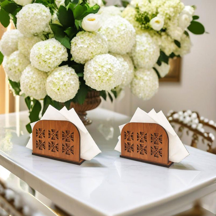 جای دستمال کاغذی مدل فروردین طرح نقوش مجموعه 2 عددی