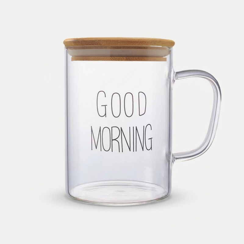 لیوان مدل Good morning درب دار