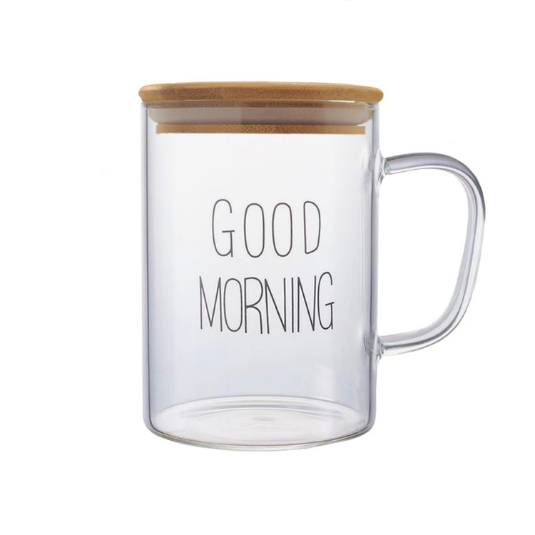 لیوان مدل Good morning درب دار