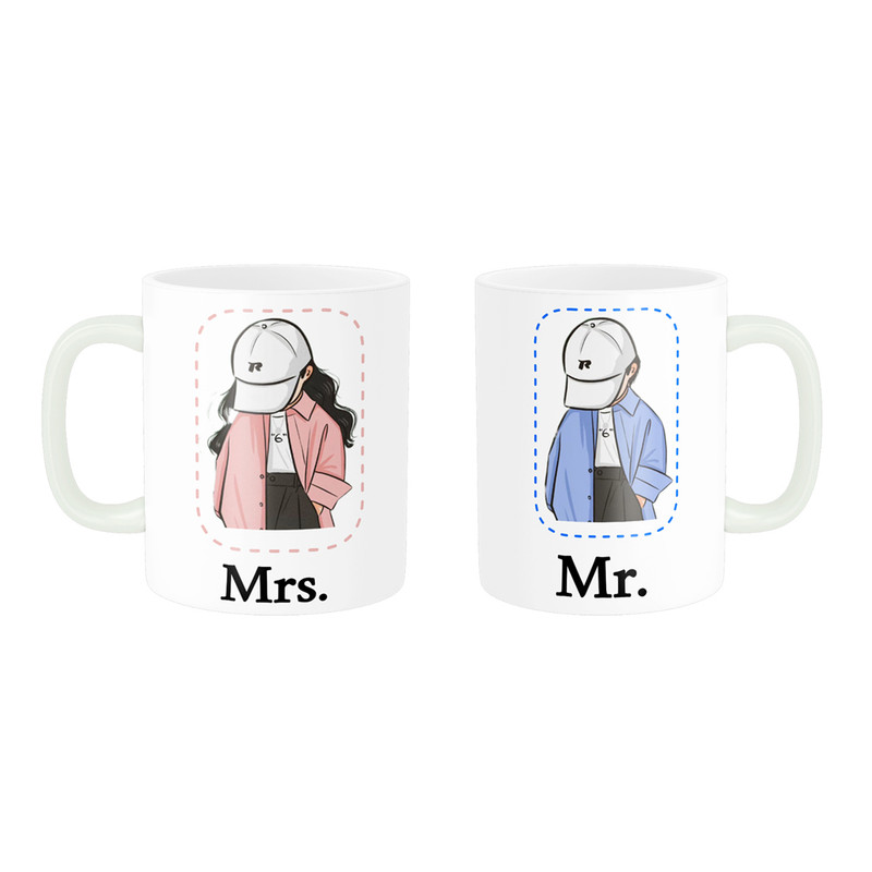 ماگ ناریکو طرح فانتزی مدل ست عاشقانه Mr Mrs کد 05 مجموعه دو عددی