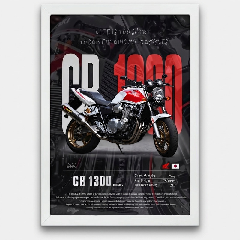 تابلو بکلیت طرح موتور سنگین هوندا سی بی HONDA CB1300 مدل W-po1902 فریم سفید