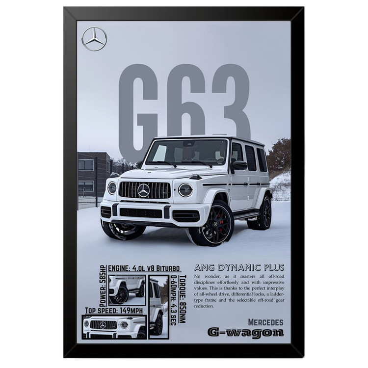 تابلو بکلیت طرح ماشین و خودرو مرسدس بنز Mercedes-Benz G-Class G63 AMG مدل B-po1990 فریم مشکی