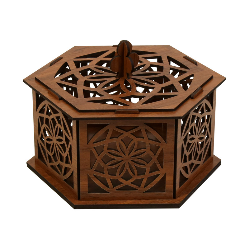 شکلات خوری مدل  6 ضلعی چوبی کد F400