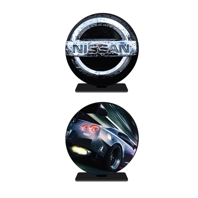 استند رومیزی تزیینی مدل دایره ای طرح ماشین نیسان کد nissan مجموعه 2 عددی