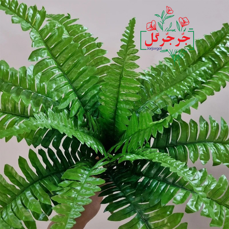 گل مصنوعی جُرجُرگل مدل بوته برگ سرخس 18 برگ