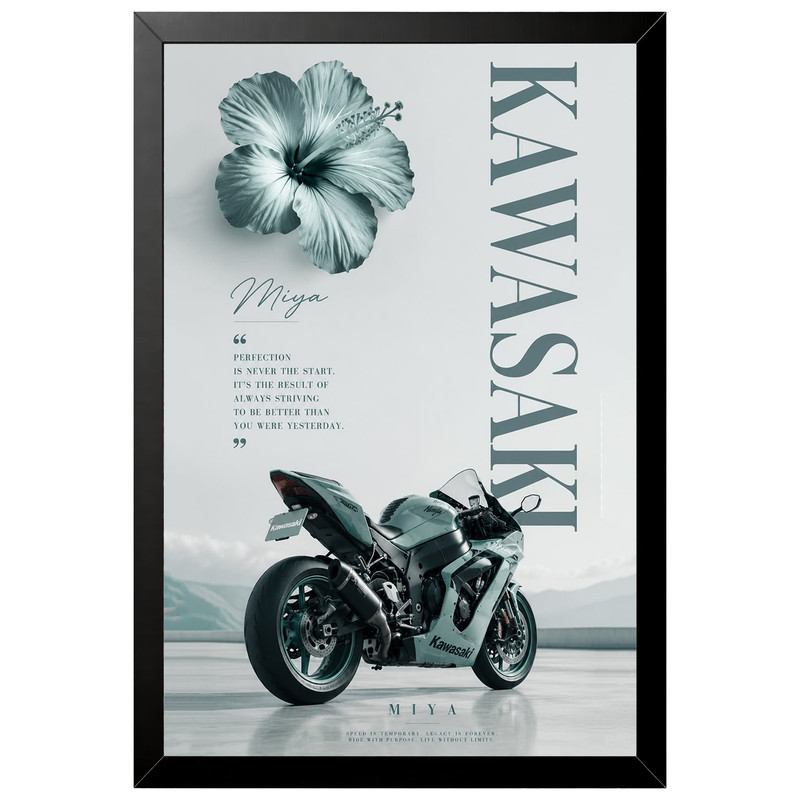 تابلو بکلیت طرح موتور سنگین کاوازاکی Kawasaki Ninja ZX-10R مدل B-az1017 فریم مشکی