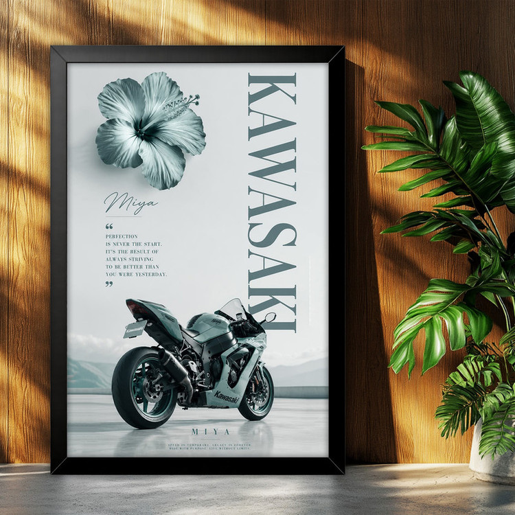 تابلو بکلیت طرح موتور سنگین کاوازاکی Kawasaki Ninja ZX-10R مدل B-az1017 فریم مشکی