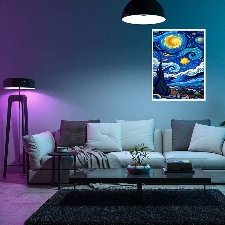 پوستر کارنیکا طرح شب پرستاره فانتزی ونگوگ Fantasy Starry Night Van Gogh کد 53865 مجموعه 8 عددی