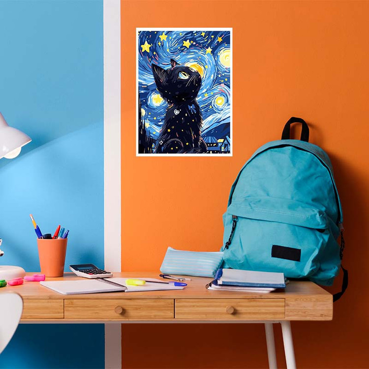 پوستر کارنیکا طرح شب پرستاره فانتزی ونگوگ Fantasy Starry Night Van Gogh کد 53865 مجموعه 8 عددی