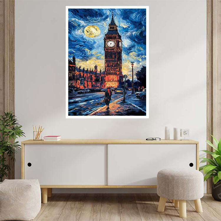پوستر کارنیکا طرح شب پرستاره فانتزی ونگوگ Fantasy Starry Night Van Gogh کد 53865 مجموعه 8 عددی