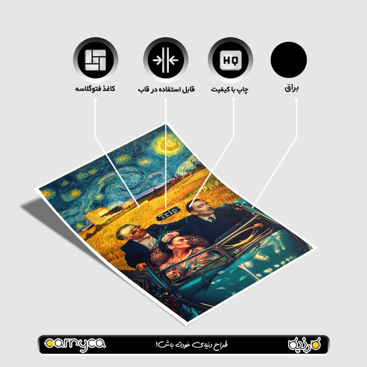 پوستر کارنیکا طرح شب پرستاره فانتزی ونگوگ Fantasy Starry Night Van Gogh کد 53865 مجموعه 8 عددی