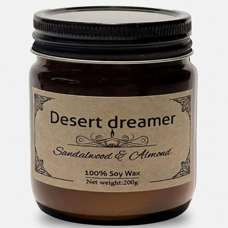 شمع معطر مدل گیاهی بادام تلخ و چوب صندل