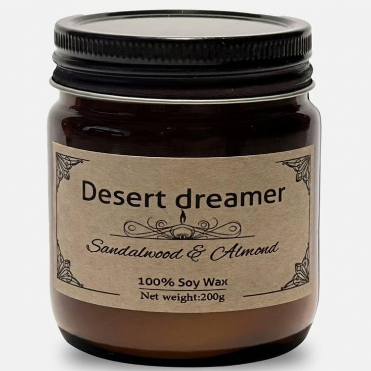 شمع معطر مدل گیاهی بادام تلخ و چوب صندل