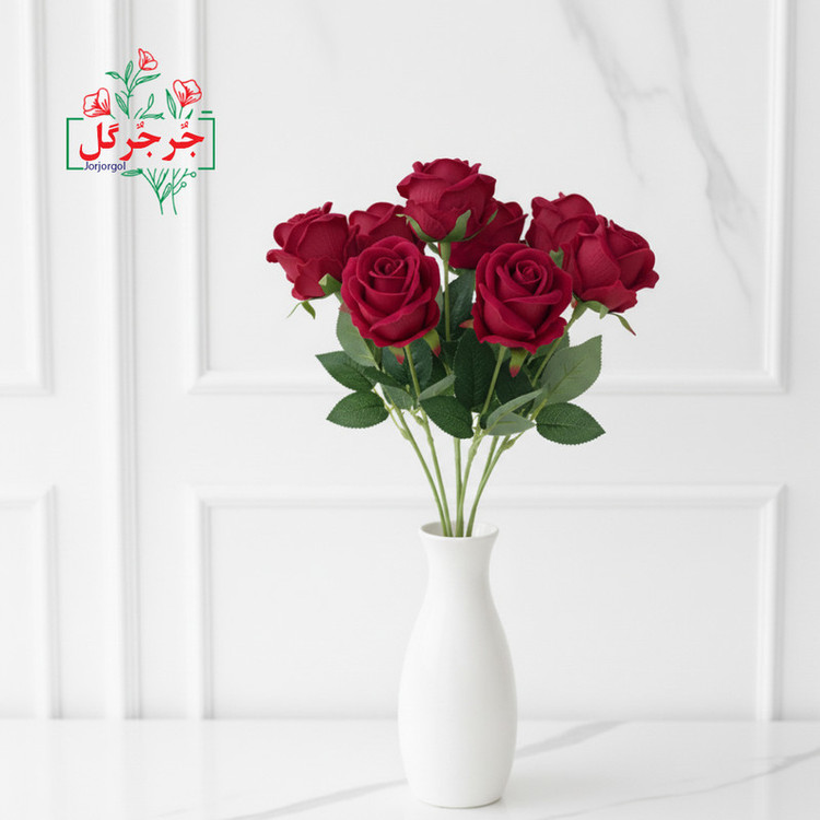 گل مصنوعی جُرجُرگل مدل شاخه رز مینیاتور بسته 5 عددی