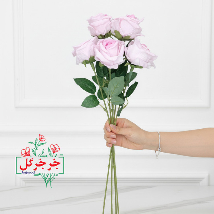 گل مصنوعی جُرجُرگل مدل شاخه رز مینیاتور بسته 5 عددی