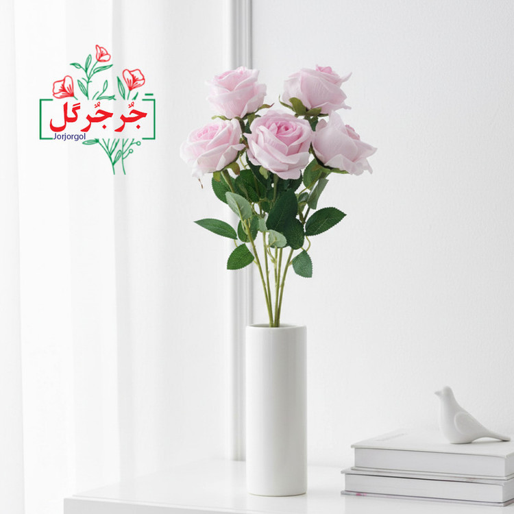 گل مصنوعی جُرجُرگل مدل شاخه رز مینیاتور بسته 5 عددی