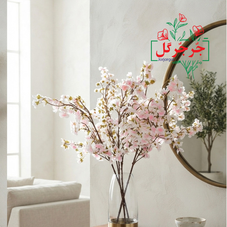 گل مصنوعی جُرجُرگل مدل شاخه شکوفه ژاپنی