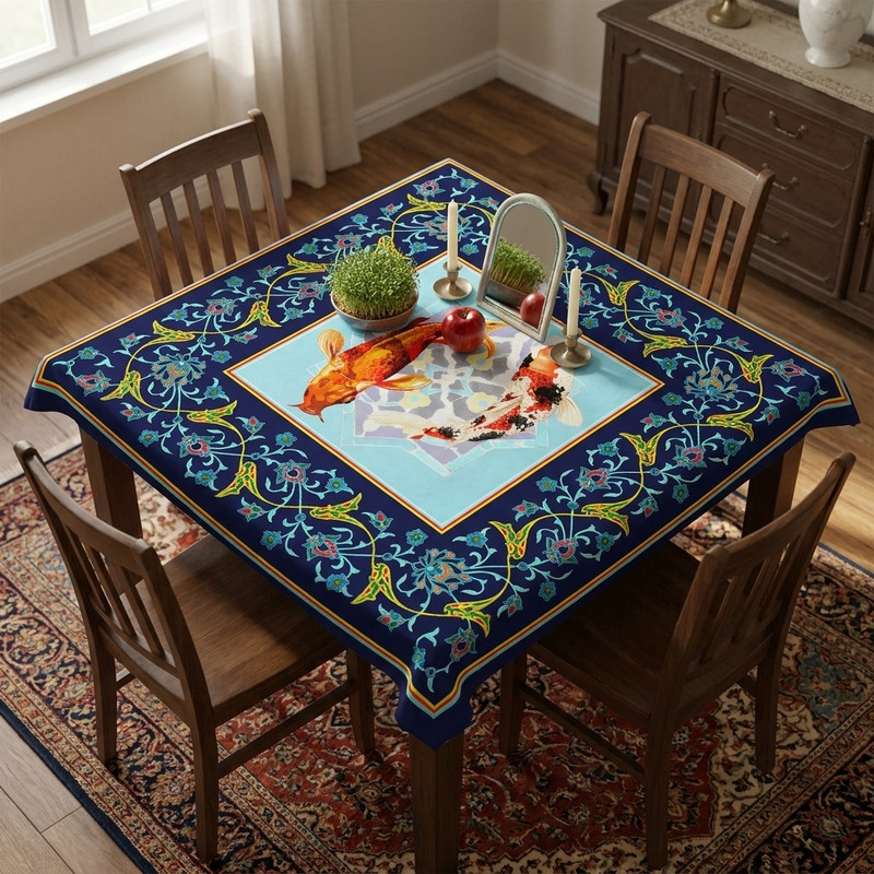 رومیزی طرح ماهی هفت سین کد 9298