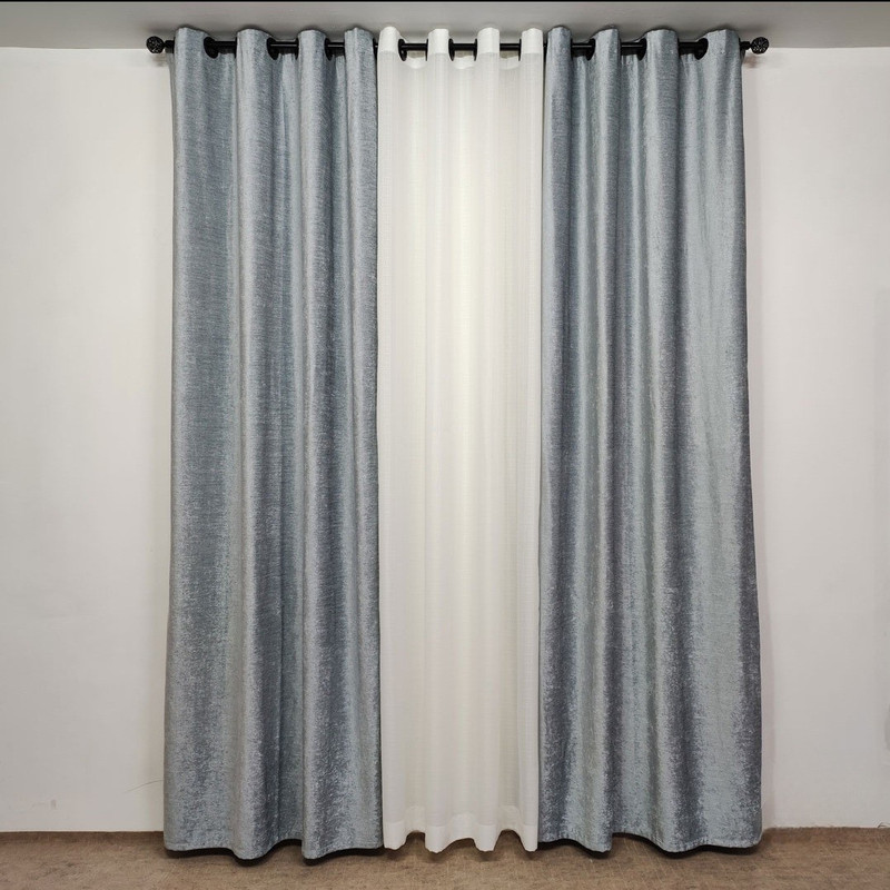 پرده مدل  پانچ مخمل ساده شانل سایز 280x145 سانتی‌متر