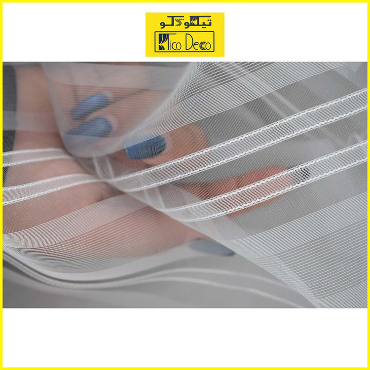 پرده تیکو دکو مدل حریر ژرسه سه لاین ژوردار سایز 140*280 سانتی متر