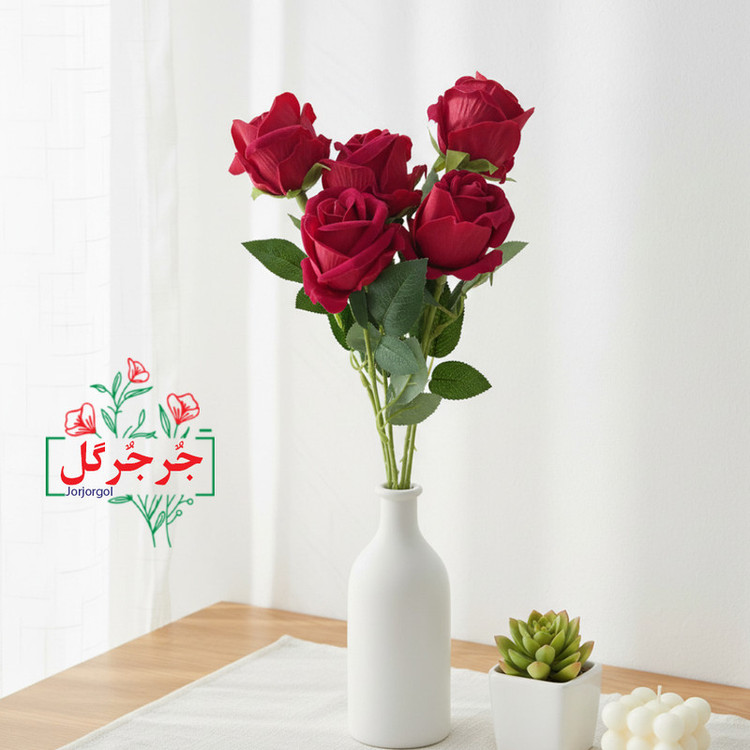 گل مصنوعی جُرجُرگل مدل شاخه رز مینیاتور بسته 10 عددی