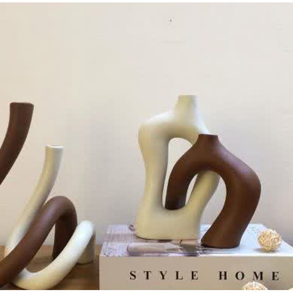 گلدان دکوری مدل دفرمه مدرن مینیمال مجموعه دو عددی
